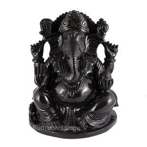Black Agate Ganesha Statue - 52