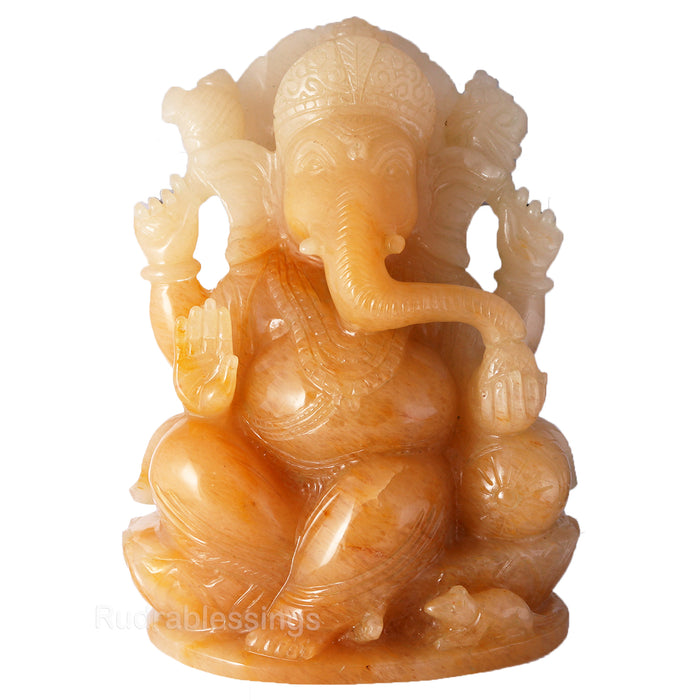 Yellow Aventurine Ganesha Statue - 53
