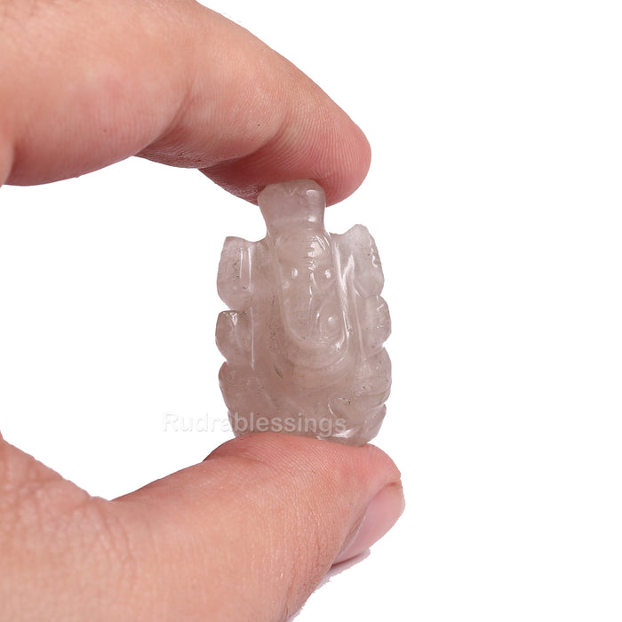 Smoky Quartz Ganesha Statue - 78