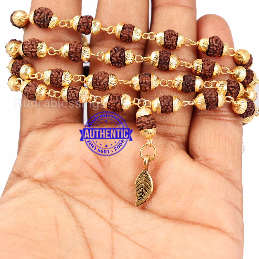 5 Mukhi Rudraksha Silver Capping Bracelet - Radhey Rudraksha