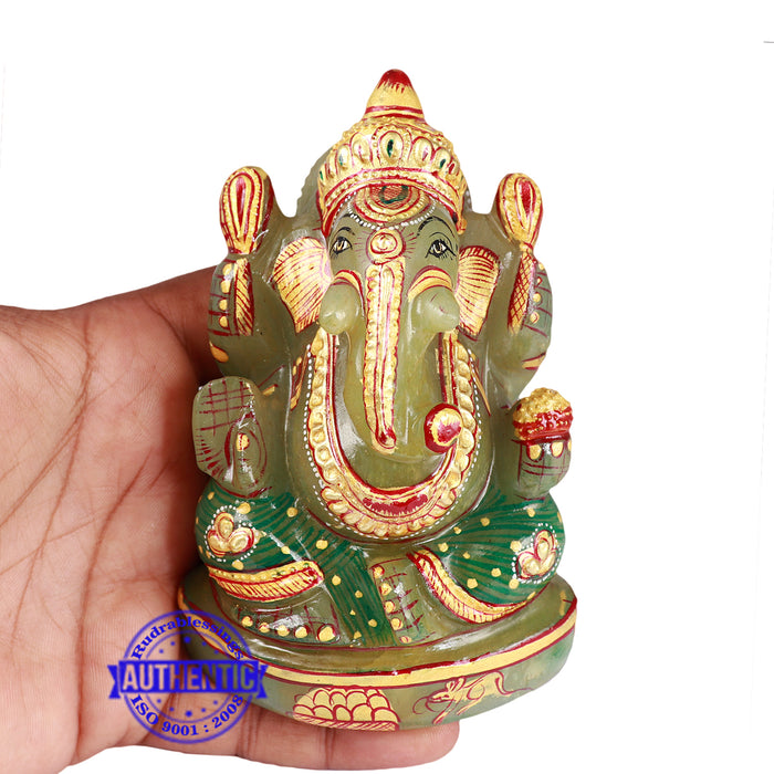 Green Jade Ganesha Statue - 1