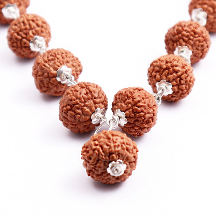 8 Mukhi Indonesian Rudraksha Mala - 32+1 (Pure Silver)