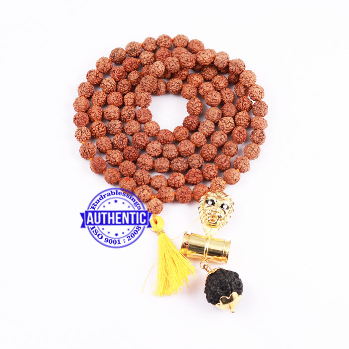 5 mukhi Rudraksha mala in thread with Lion Pendant
