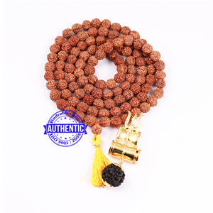 5 mukhi Rudraksha mala in thread with Trishul and Damru Pendant