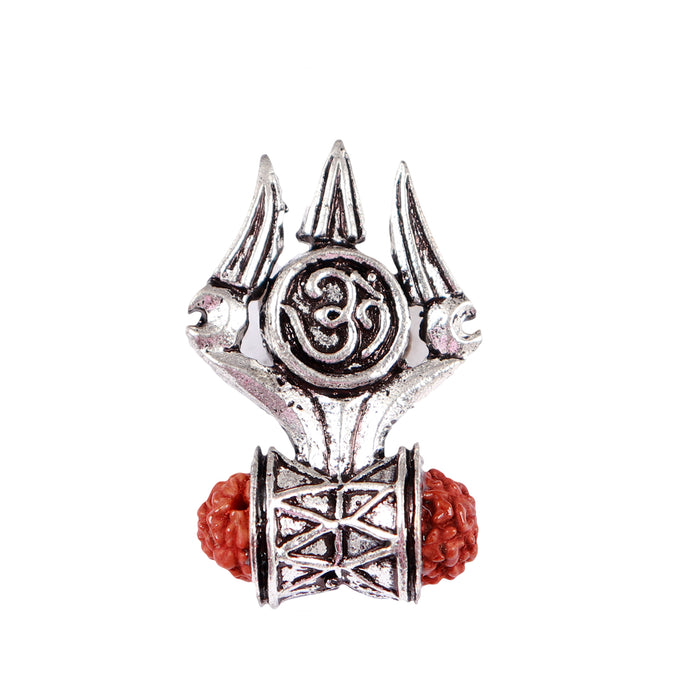 Rudraksha Trishul Damroo Designer Kada with Ring and Pendant