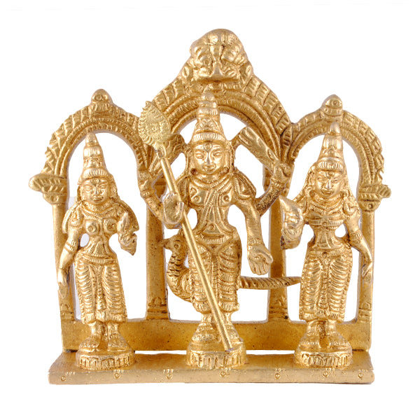 Lord Kartikeya (Murugan) with wives Valli and Devasena