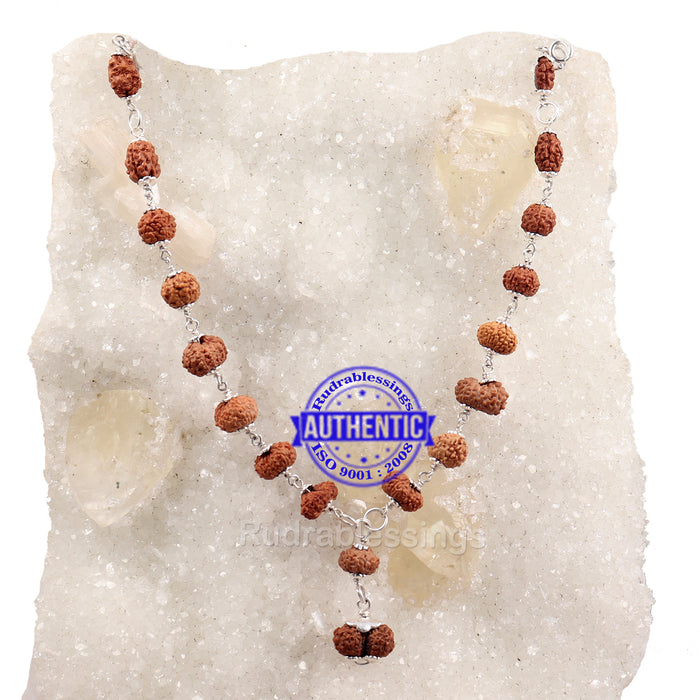 Rudraksha MahaSidhShakti Mala from Indonesia (Mini size beads) - 1 (Pure Silver)