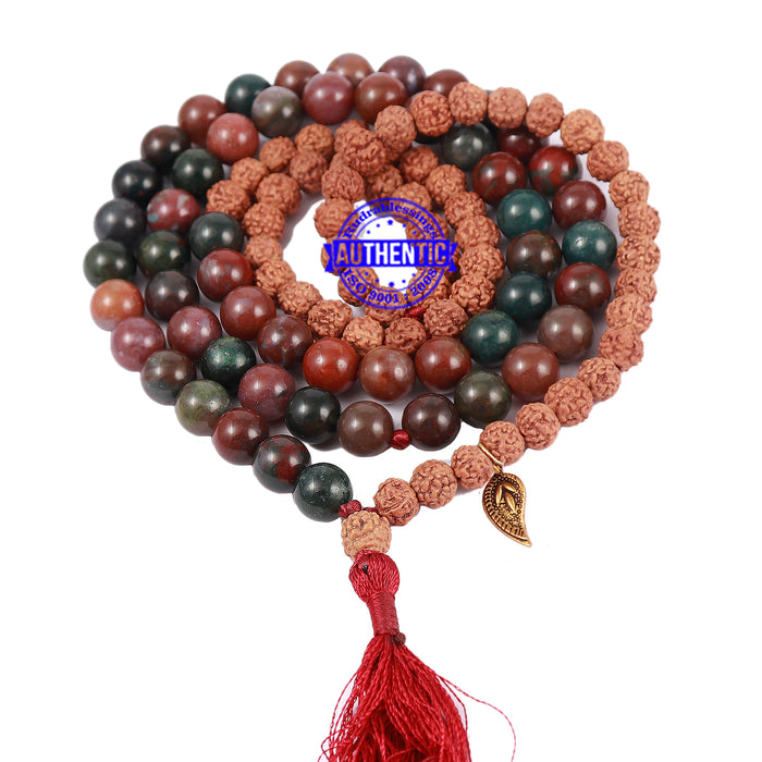 Mix Jasper Stone + Rudraksha Mala with Belpatra accessory