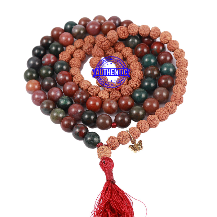 Mix Jasper Stone + Rudraksha Mala with Butterfly accessory