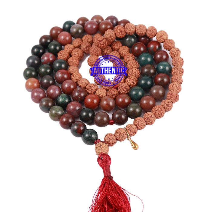 Mix Jasper Stone + Rudraksha Mala with Gada accessory