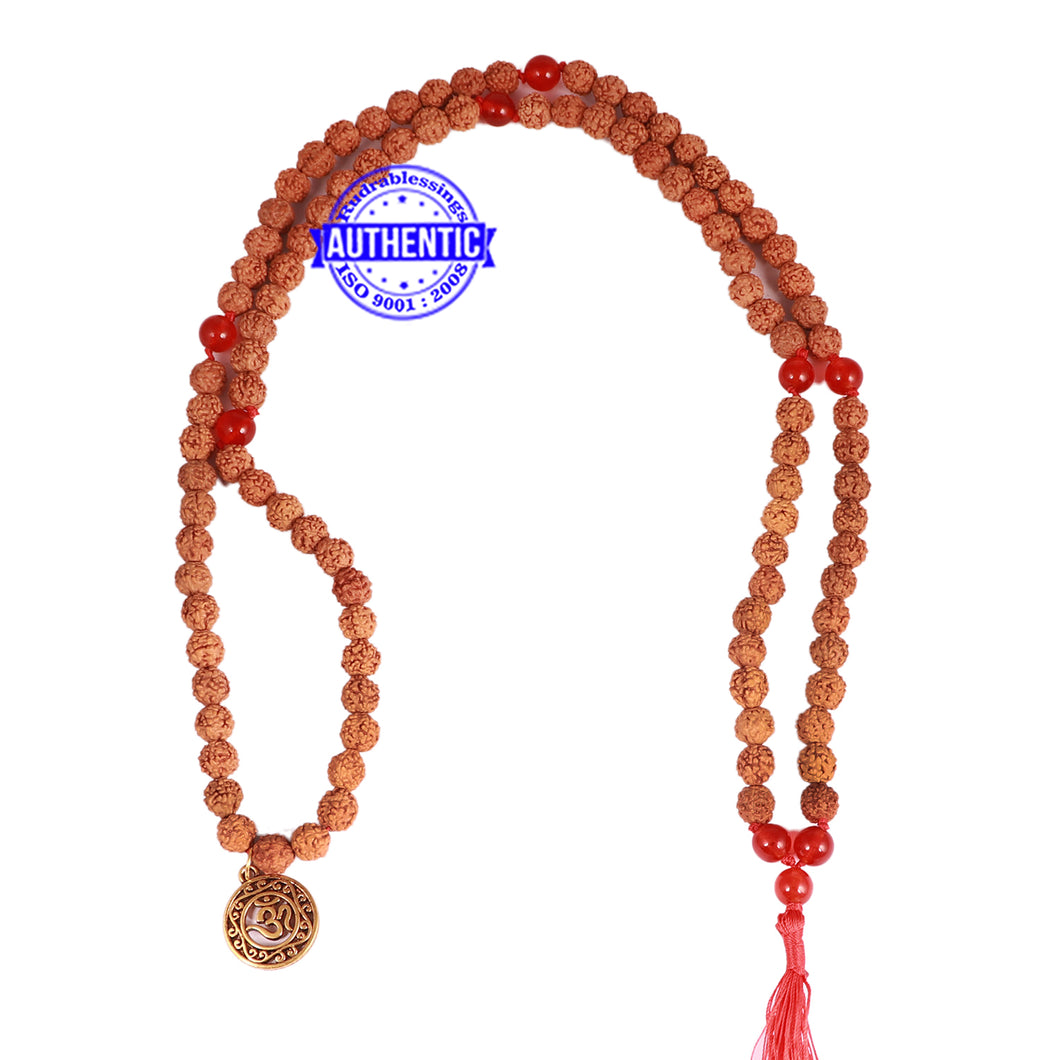 Red Onyx + Rudraksha Mala with OM accessory - 1