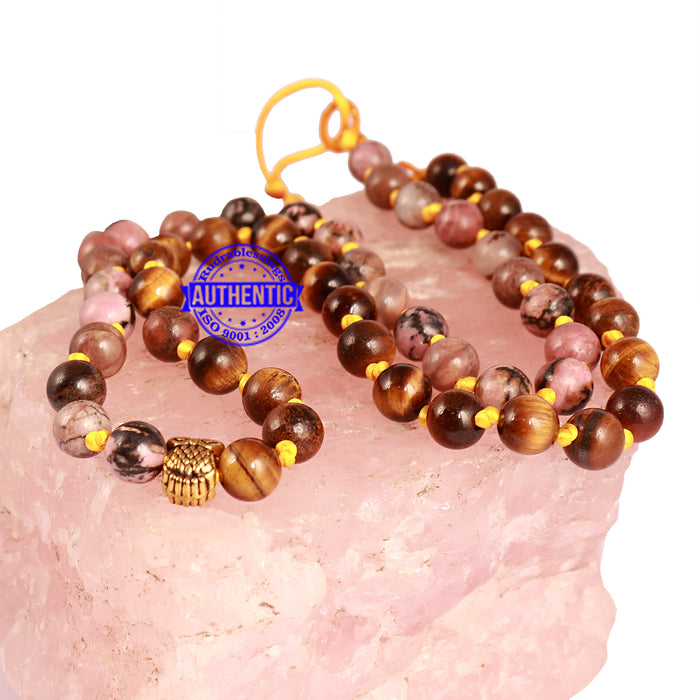 Tiger Eye + Rhodonite Stone Mala