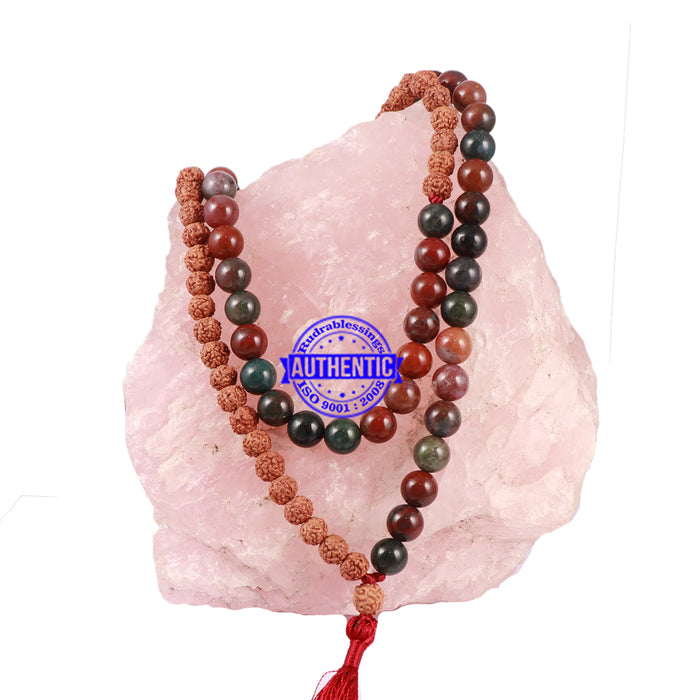 Mix Jasper Stone + Rudraksha Mala - 2