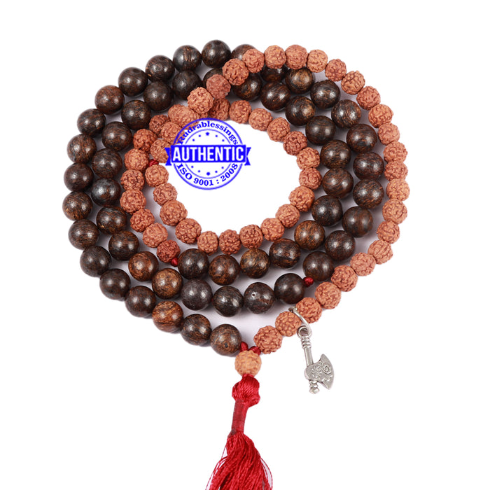 Bronzite Stone + Rudraksha Mala with Axe accessory