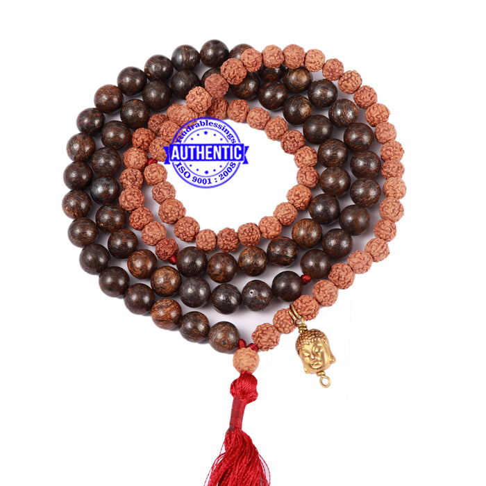 Bronzite Stone + Rudraksha Mala with Lord Buddha accessory