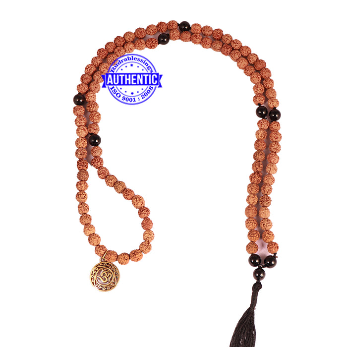 Black Onyx + Rudraksha Mala with OM accessory - 2