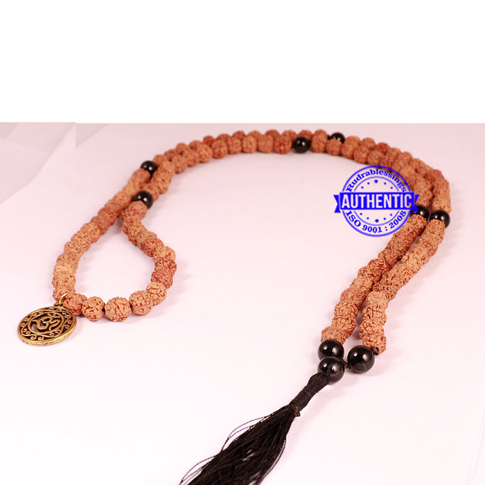 Black Onyx + Rudraksha Mala with OM accessory - 2