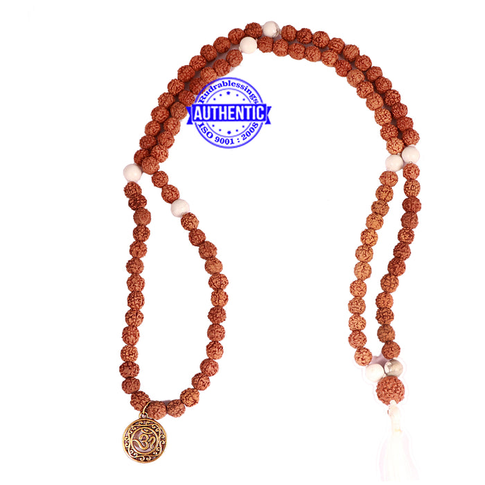 Howlite + Rudraksha Mala with OM accessory - 1