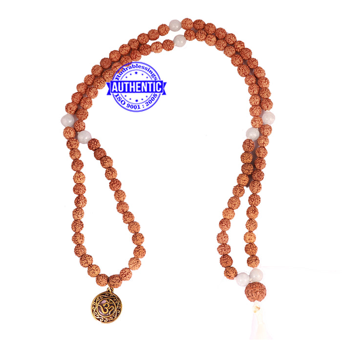 Aquamarine + Rudraksha Mala with OM accessory - 1
