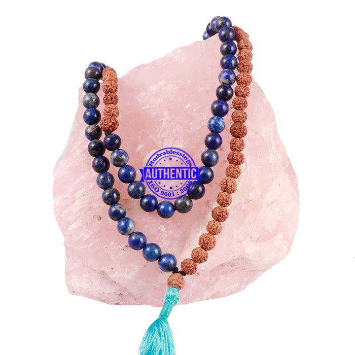 Lapis Lazuli Stone + Rudraksha Mala - 2