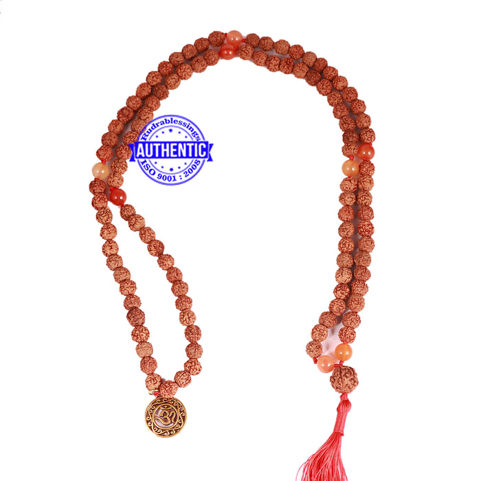 Carnelian + Rudraksha Mala with OM accessory - 1