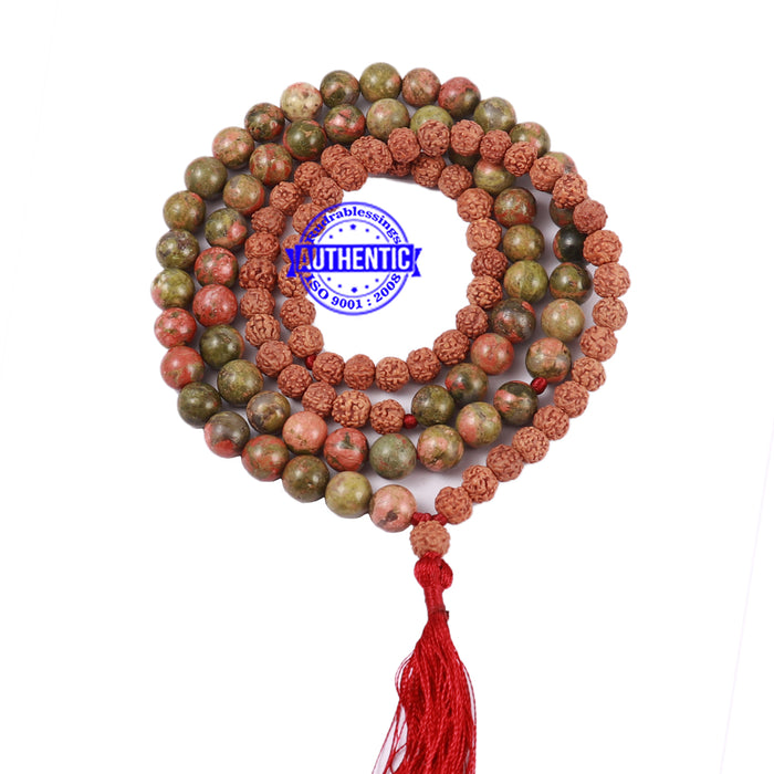 Unakite Stone + Rudraksha Mala - 2