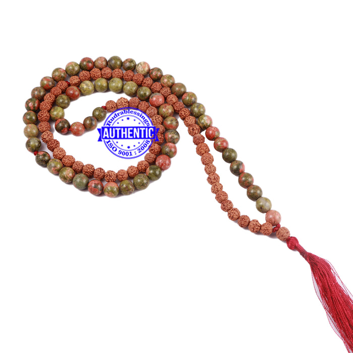 Unakite Stone + Rudraksha Mala - 2