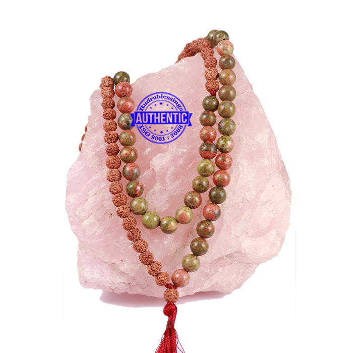 Unakite Stone + Rudraksha Mala - 2
