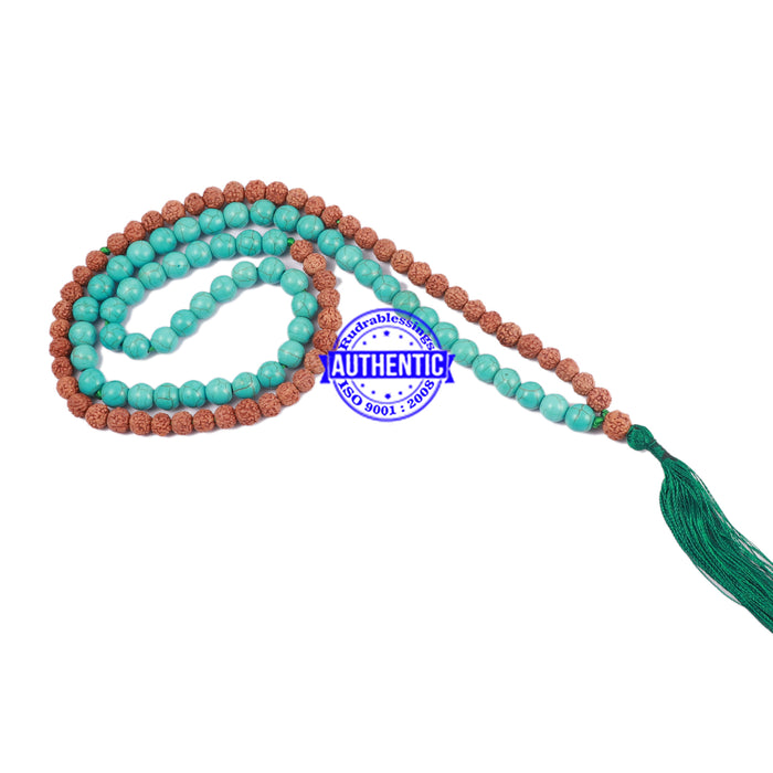Turquoise Stone + Rudraksha Mala - 2