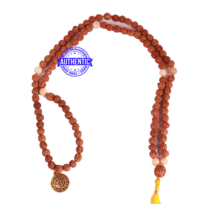 Moonstone Stone + Rudraksha Mala with OM accessory - 2