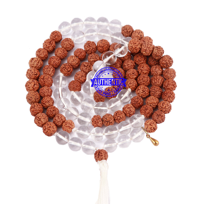 Sphatik (Rock Crystal) + Rudraksha Mala with Gada accessory - 1