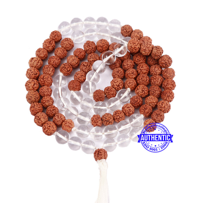 Sphatik (Rock Crystal) + Rudraksha Mala - 1