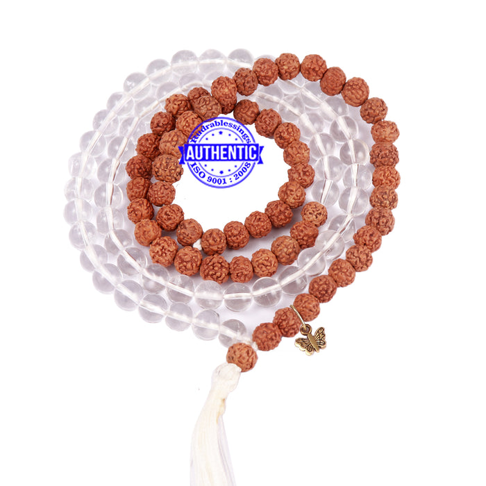 Sphatik (Rock Crystal) + Rudraksha Mala with Butterfly accessory - 2