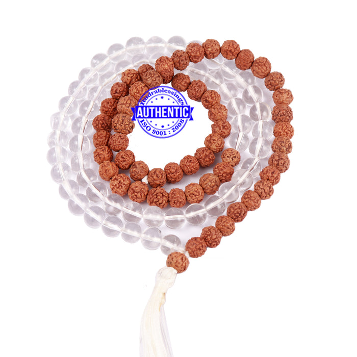 Sphatik (Rock Crystal) + Rudraksha Mala - 2