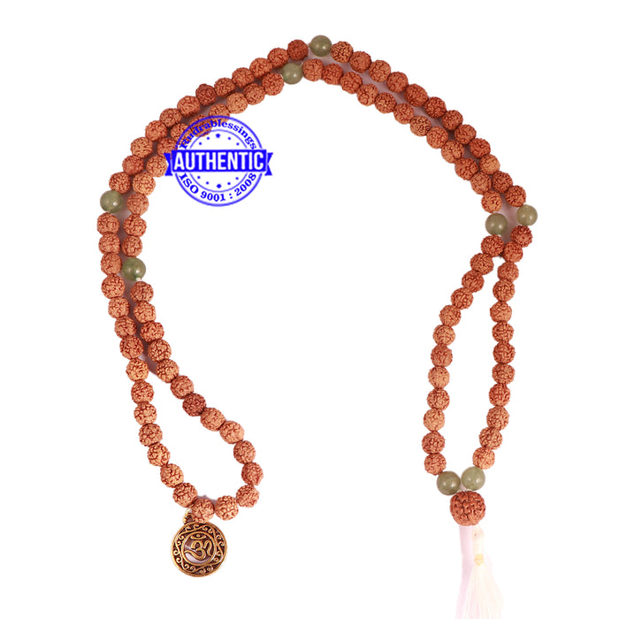 Green Aventurine + Rudraksha Mala with OM accessory - 1