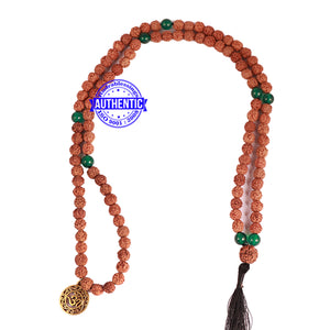 Green Onyx + Rudraksha Mala with OM accessory - 1