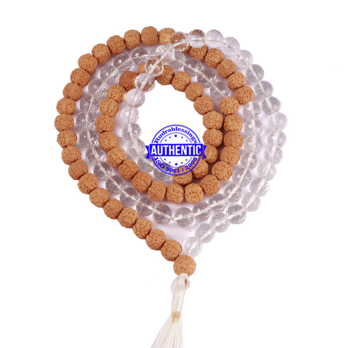 Sphatik (Rock Crystal) + Rudraksha Mala - 4