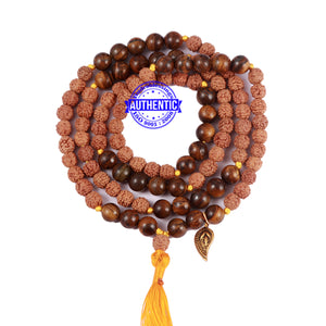 Tiger Eye Stone + Rudraksha Mala with Belpatra accessory - 5
