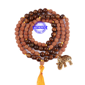 Tiger Eye Stone + Rudraksha Mala with Elephant accessory - 5