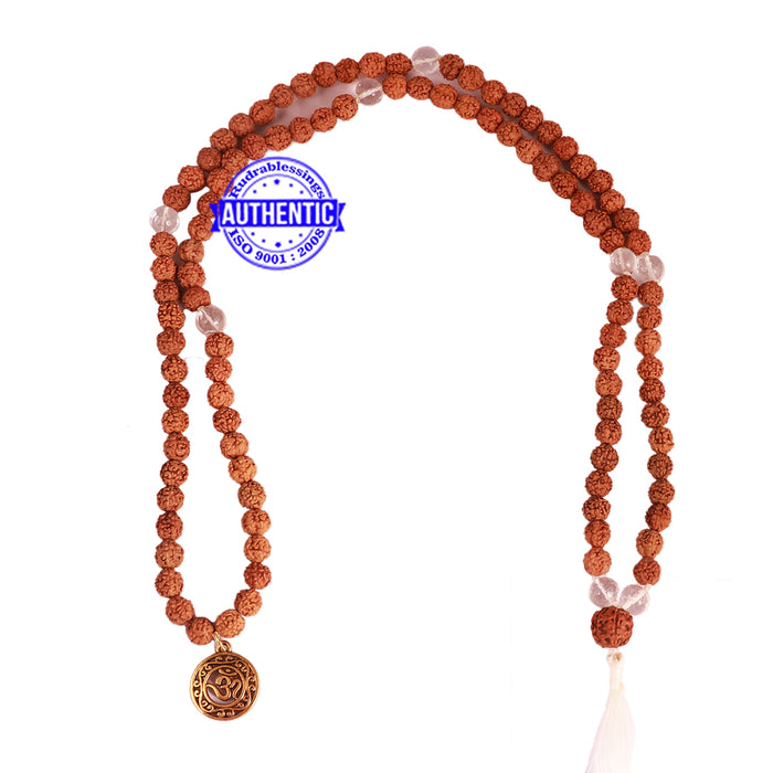 Sphatik (Rock Crystal) + Rudraksha Mala with OM accessory - 3