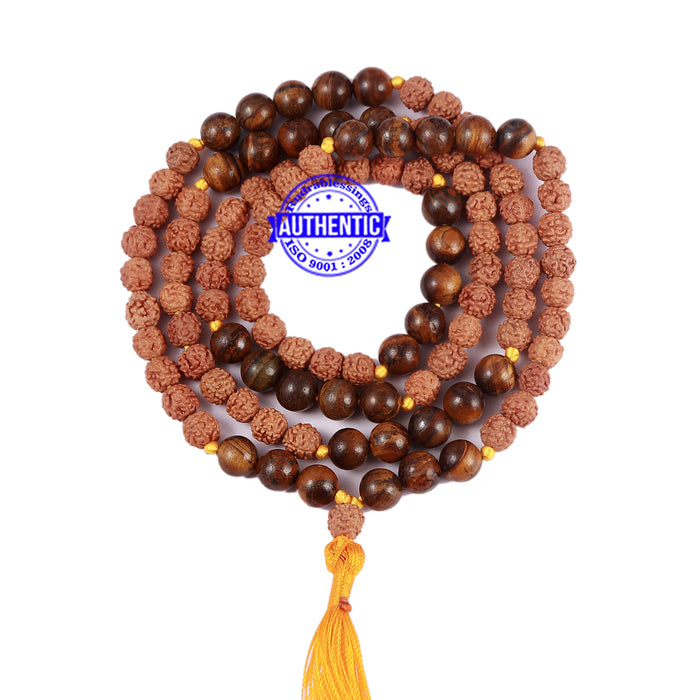 Tiger Eye Stone + Rudraksha Mala - 5