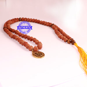 Tiger Eye Stone + Rudraksha Mala with OM accessory - 4