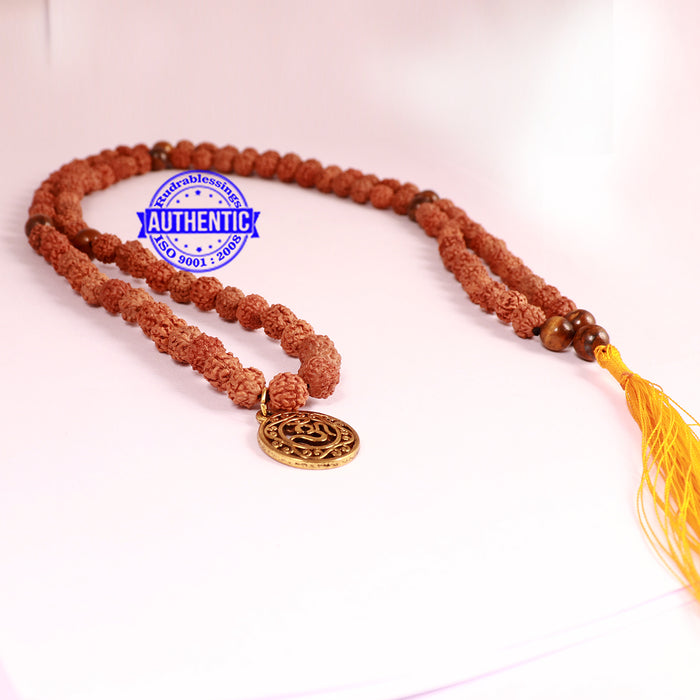 Tiger Eye Stone + Rudraksha Mala with OM accessory - 4