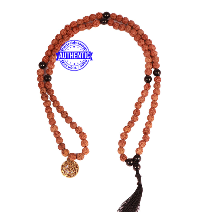 Black Tourmaline + Rudraksha Mala with OM accessory - 2