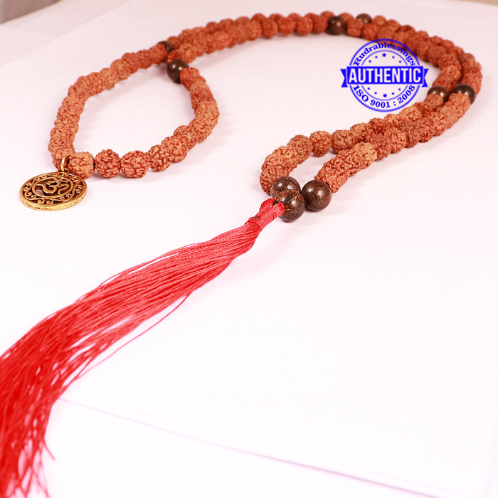 Bronzite Stone + Rudraksha Mala with OM accessory - 3