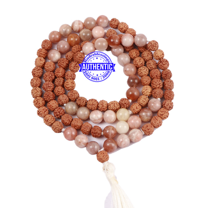 Moonstone Stone + Rudraksha Mala
