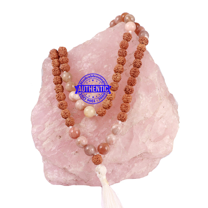 Moonstone Stone + Rudraksha Mala