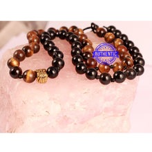 Load image into Gallery viewer, Tiger Eye + Black Tourmaline Stone Mala
