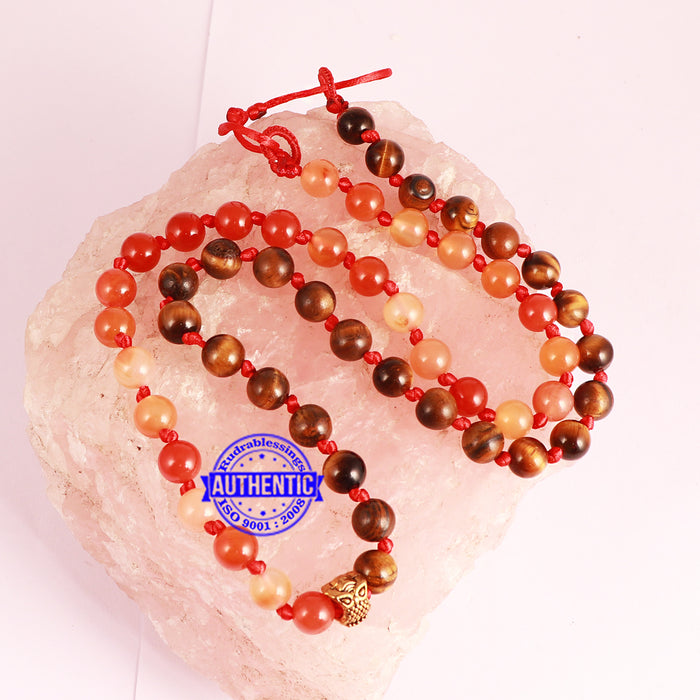 Tiger Eye + Carnelian Stone Mala