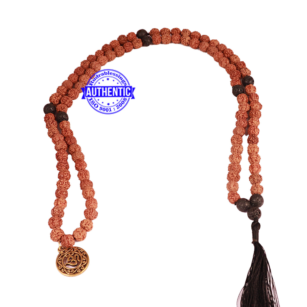 Lava Stone + Rudraksha Mala with OM accessory - 3